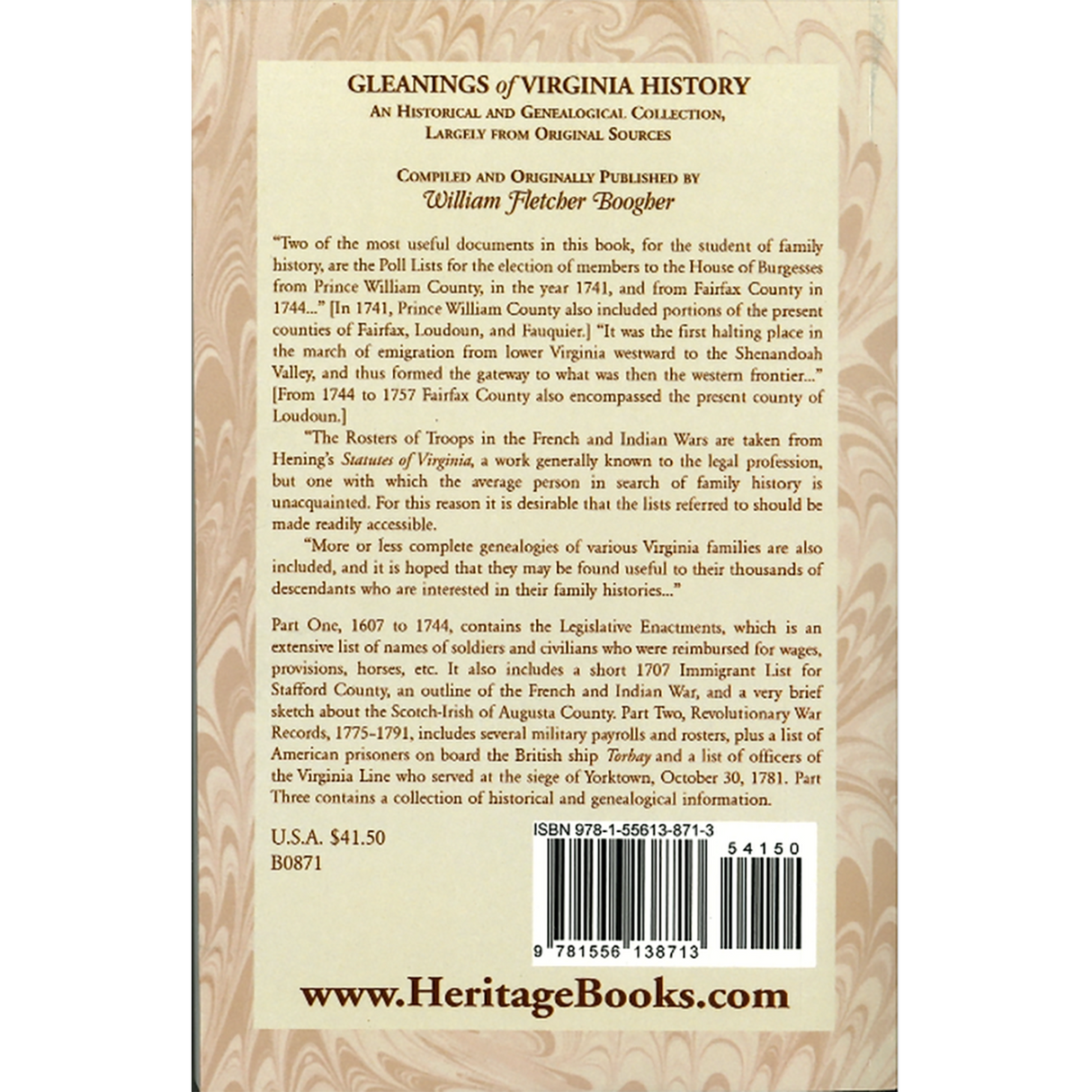 Gleanings of Virginia History back cover