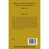 Genealogical Data Extracted from Boston Selectmen's Minutes, 1736-1775 back cover