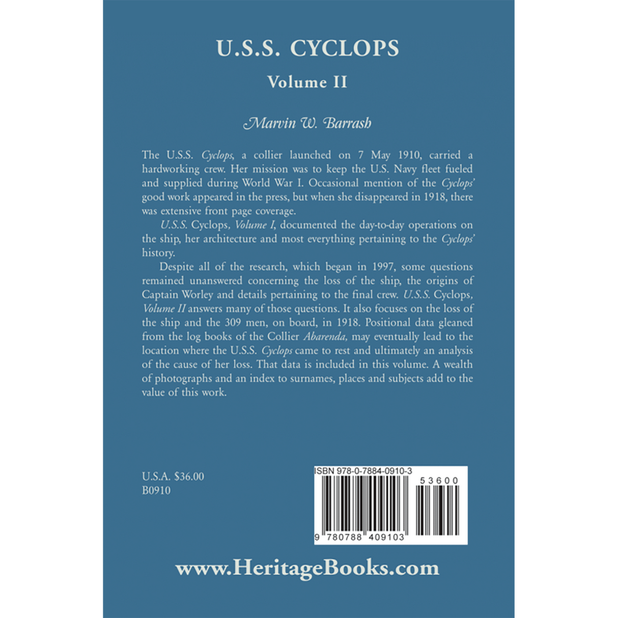 U.S.S. Cyclops, Volume 2 back cover