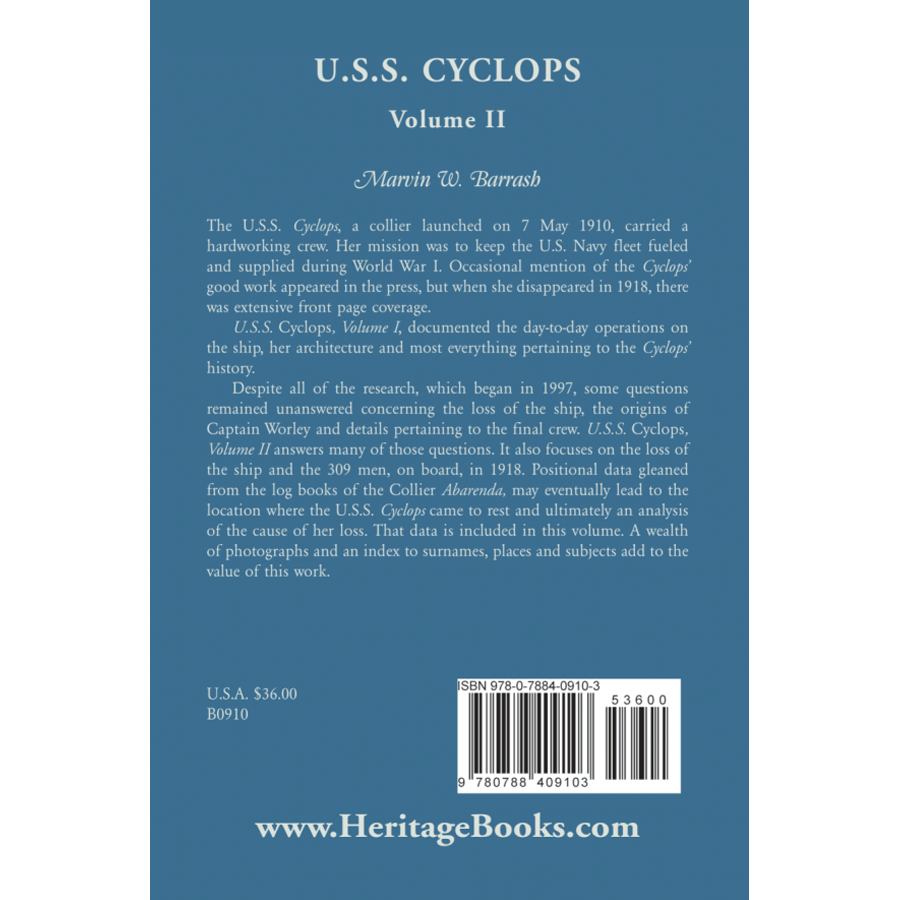 back cover of U.S.S. Cyclops, Volume 2