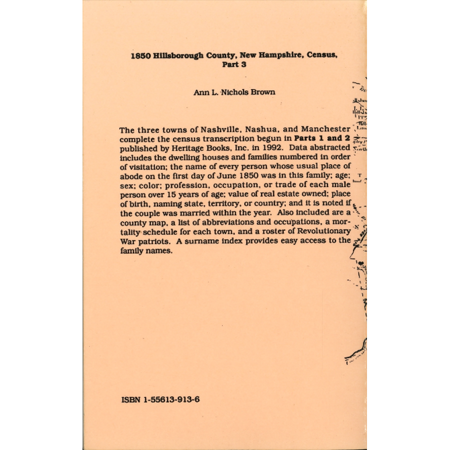 1850 Hillsborough County, New Hampshire Census, Part 3 back cover