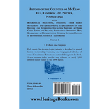 History of Counties of McKean, Elk, Cameron and Potter, Pennsylvania, Volume 1 back cover