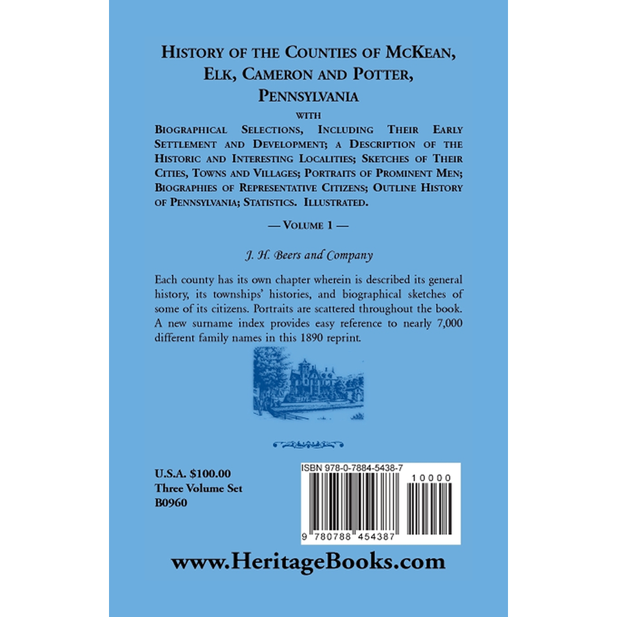 History of Counties of McKean, Elk, Cameron and Potter, Pennsylvania, Volume 1 back cover