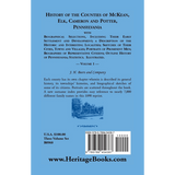 History of Counties of McKean, Elk, Cameron and Potter, Pennsylvania, Volume 1 back cover