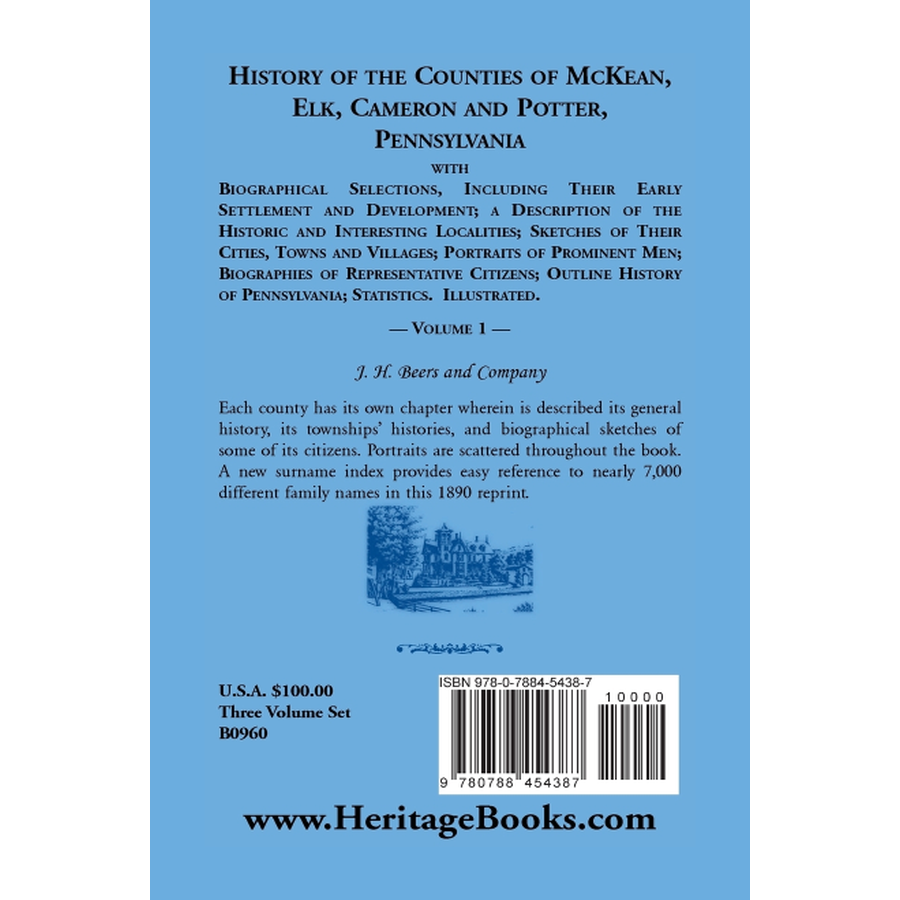 back cover of History of Counties of McKean, Elk, Cameron and Potter, Pennsylvania, Volume 1