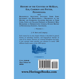 History of Counties of McKean, Elk, Cameron and Potter, Pennsylvania, Volume 3 back cover