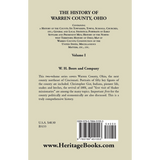 The History of Warren County, Ohio, Containing a History of the County Volume 1 back cover