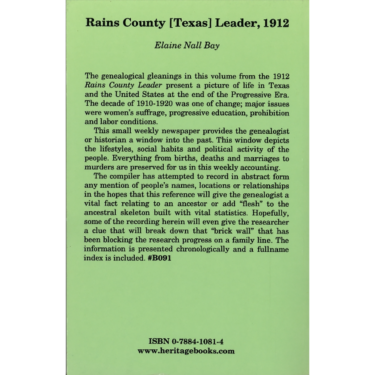 Rains County [Texas] Leader, 1912 back cover