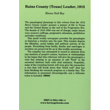 Rains County [Texas] Leader, 1912 back cover