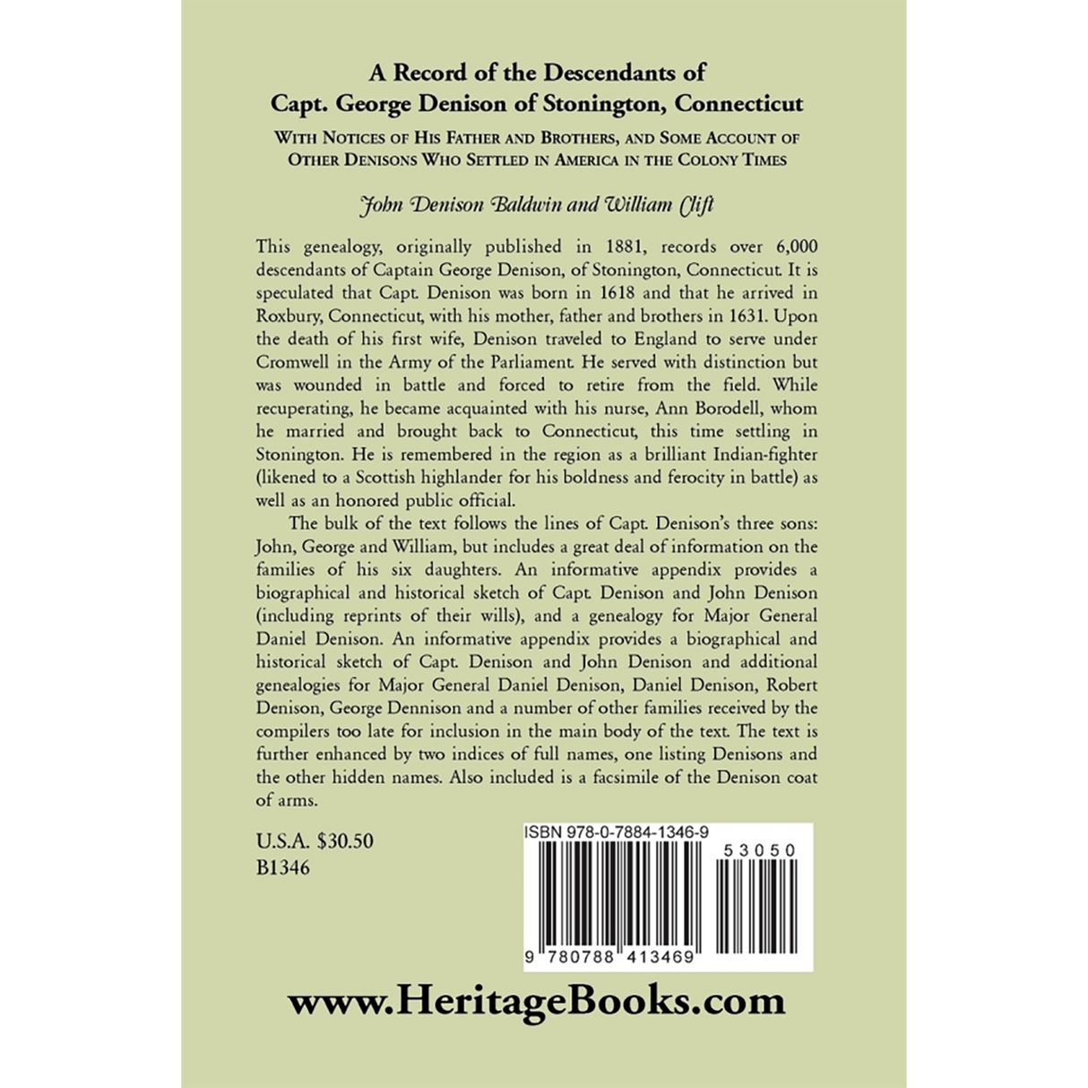A Record of the Descendants of Capt. George Denison, of Stonington, Connecticut back cover