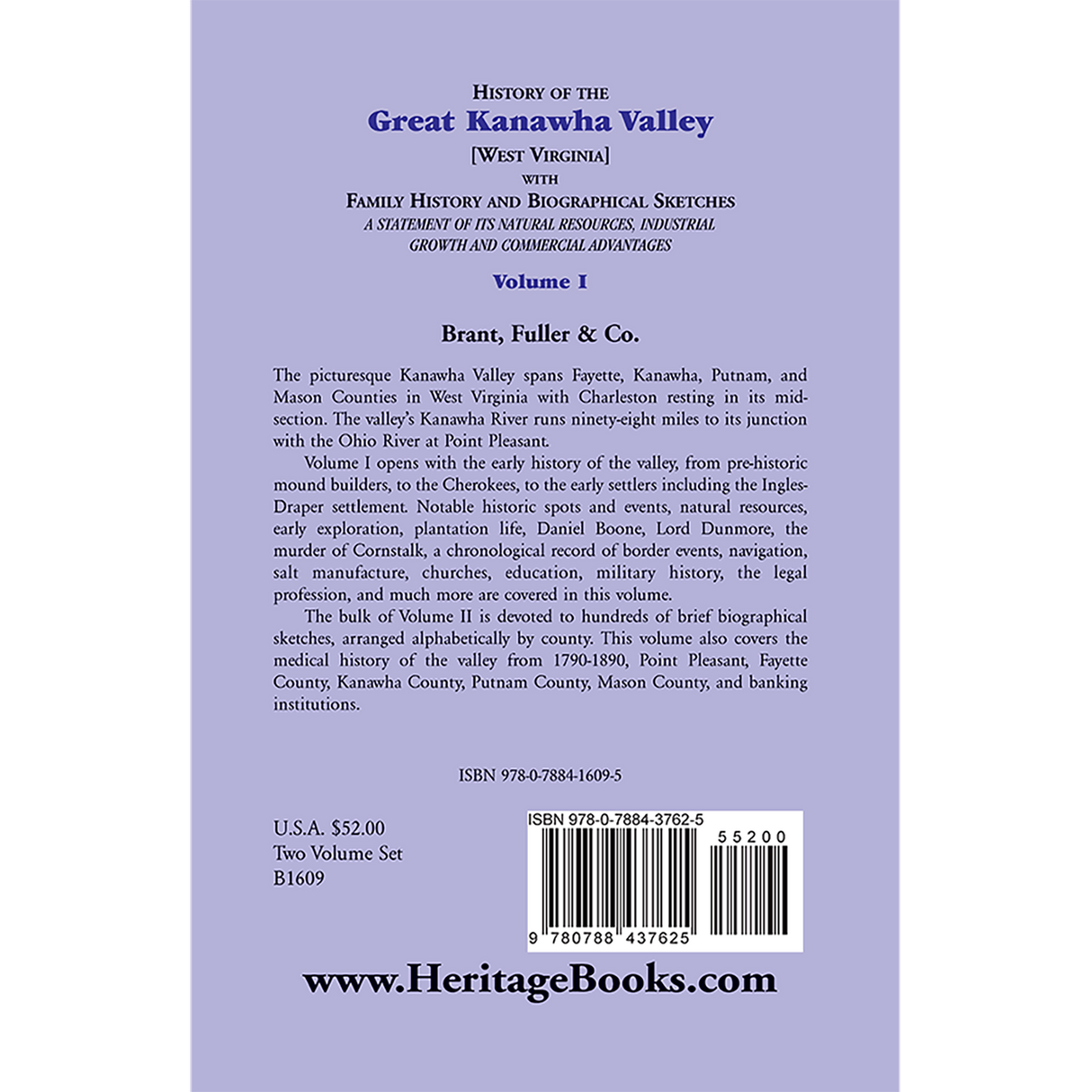 History of the Great Kanawha Valley [West Virginia] Volume 1 back cover