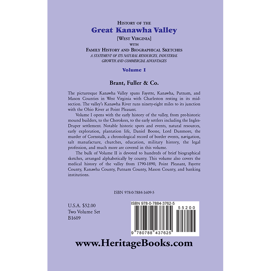 History of the Great Kanawha Valley [West Virginia] Volume 1 back cover