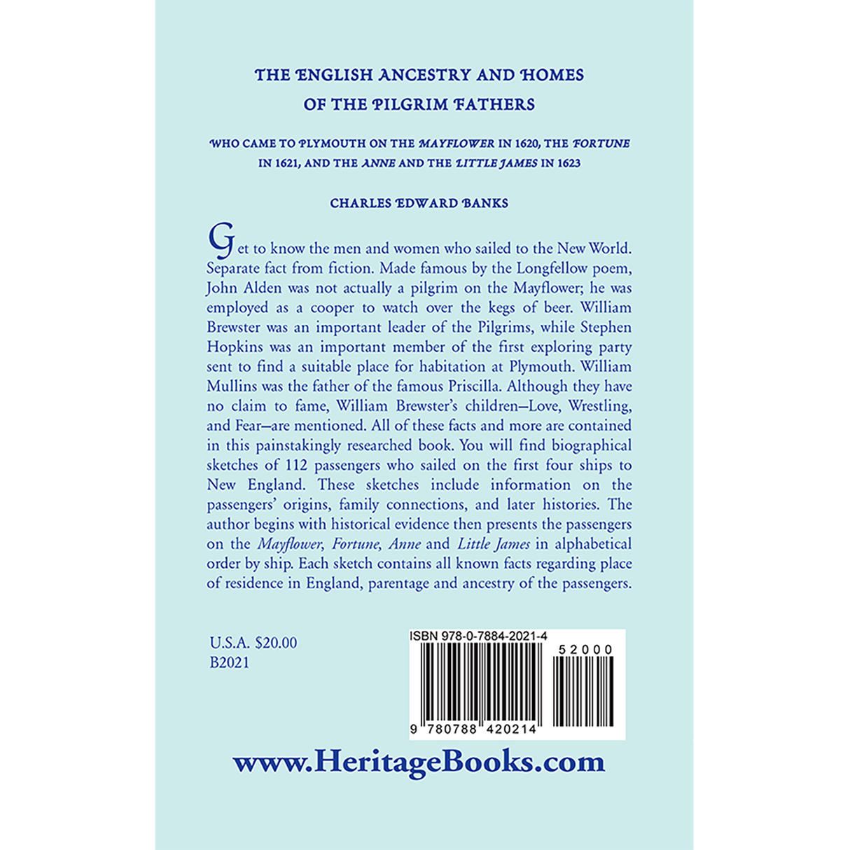 The English Ancestry and Homes of the Pilgrim Fathers back cover