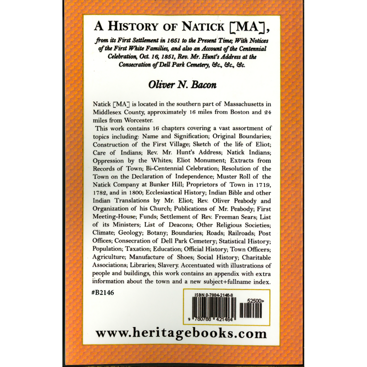 A History of Natick [Massachusetts] back cover