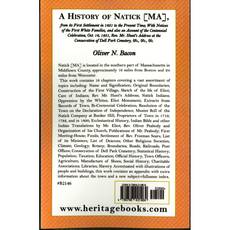 A History of Natick [Massachusetts] back cover