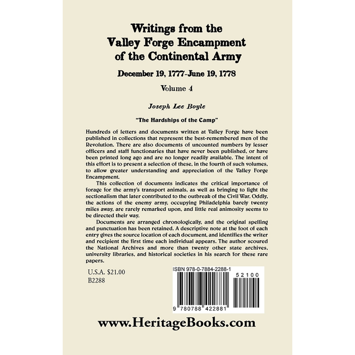 Writings from the Valley Forge Encampment of the Continental Army, Volume 4, December 19, 1777-June 19, 1778 back cover