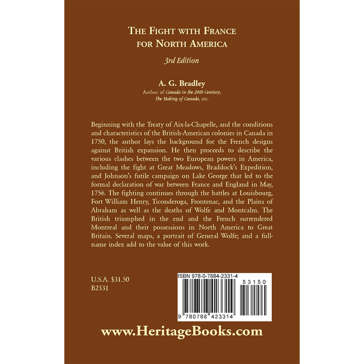 The Fight With France for North America: 3rd edition back cover