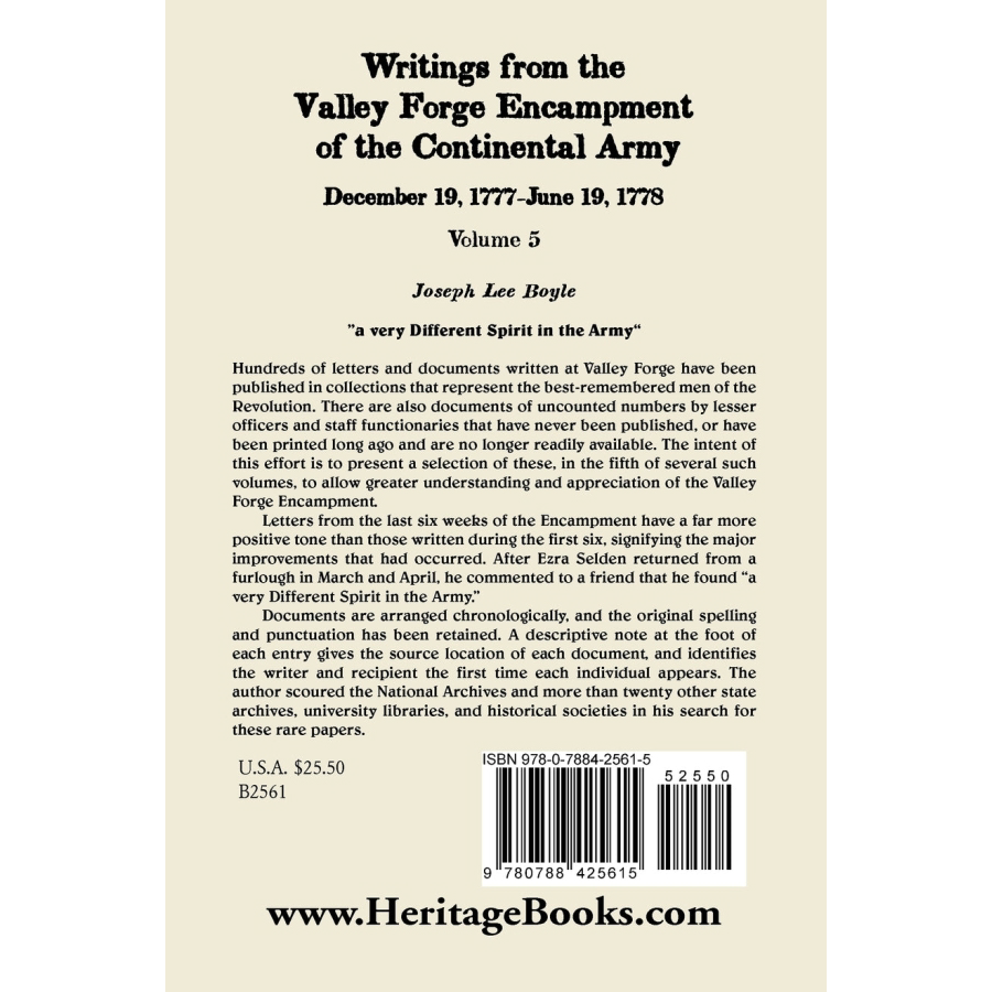 Writings from the Valley Forge Encampment of the Continental Army, Volume 5, December 19, 1777-June 19, 1778 back