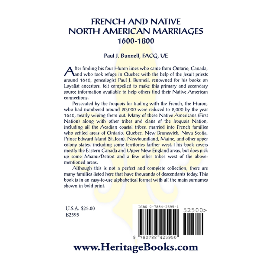 back cover of French and Native North American Marriages, 1600-1800