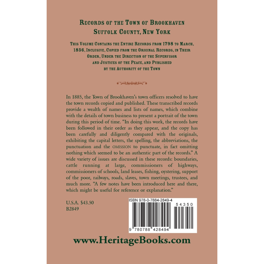 Records of the Town of Brookhaven, Suffolk County, New York back cover