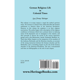 German Religious Life in Colonial Times back cover