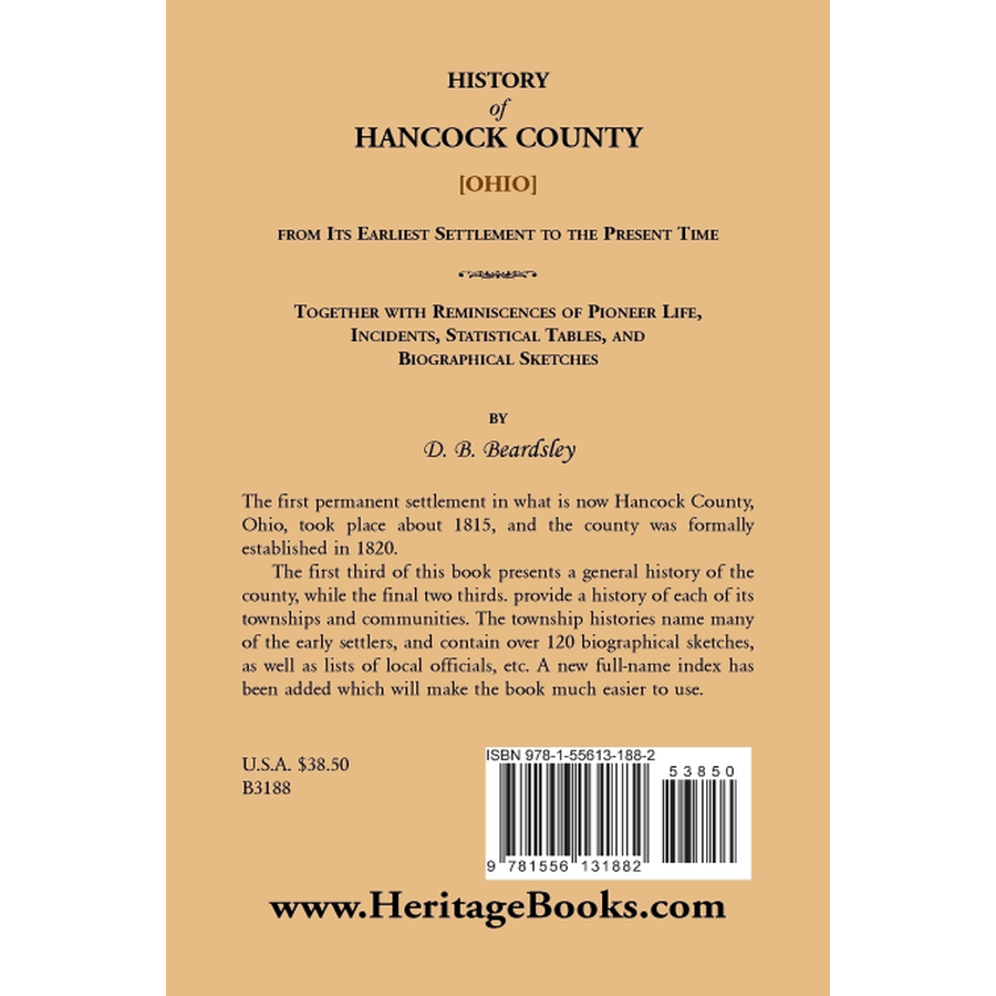 History of Hancock County (OH) from Its Earliest Settlement to the Present Time back cover
