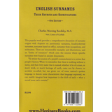 English Surnames: Their Sources and Significations, 6th edition back cover