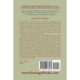 History of the German Settlements and of the Lutheran Church in North and South Carolina back cover