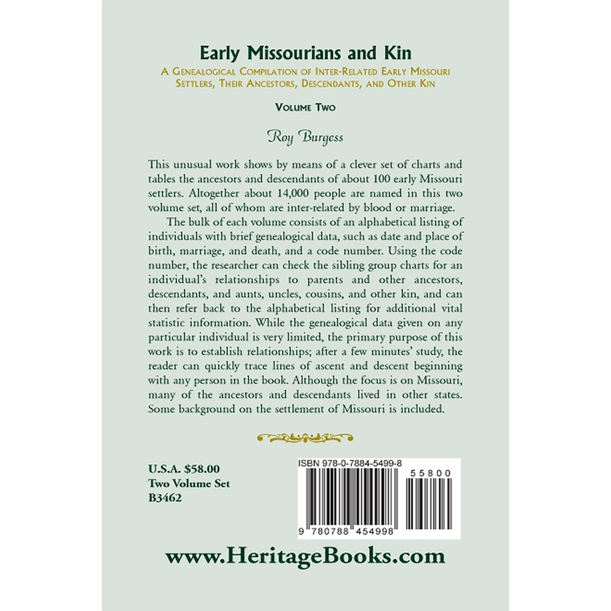 Early Missourians and Kin, Volume 2 back cover