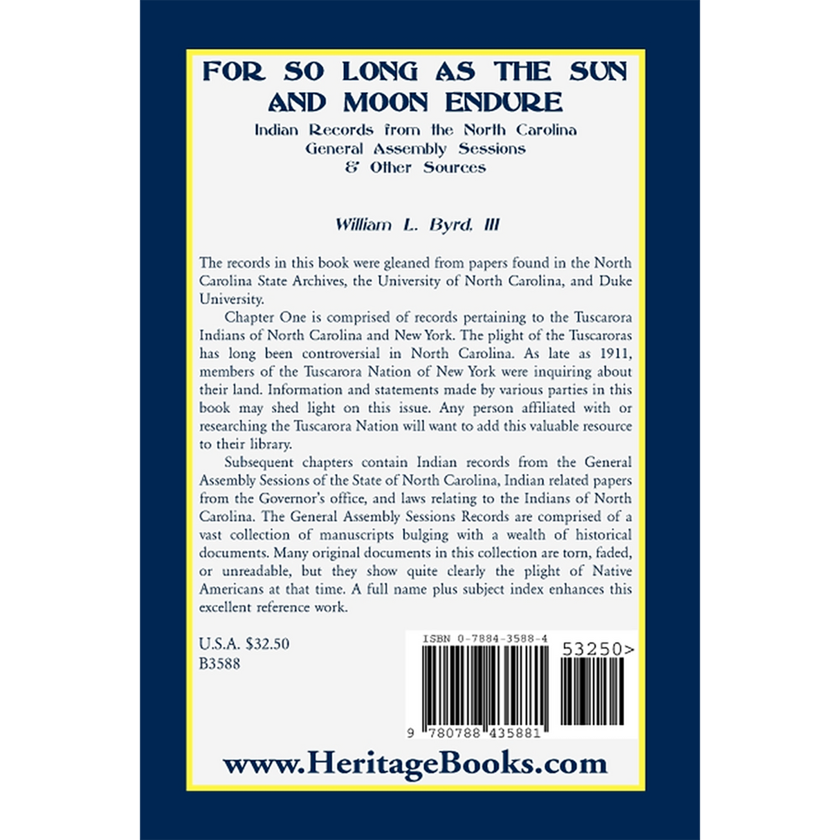 For So Long as the Sun and Moon Endure: Indian Records from the North Carolina General Assembly Sessions and Other Sources back cover