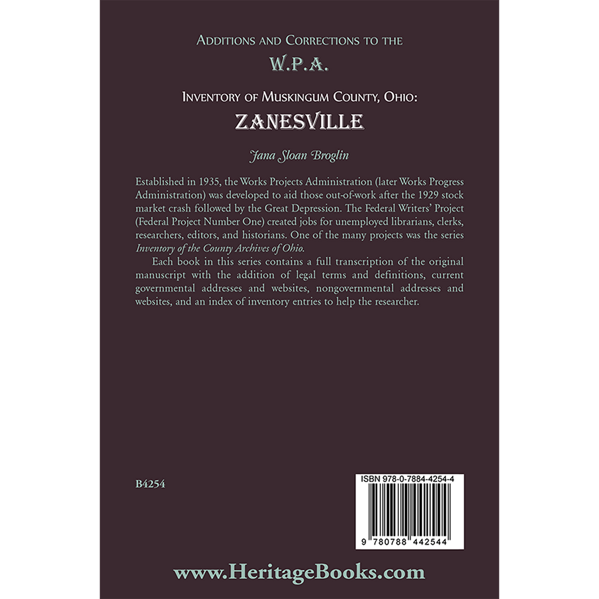 Additions and Corrections to the W.P.A. Inventory of Muskingum County, Ohio: Zanesville