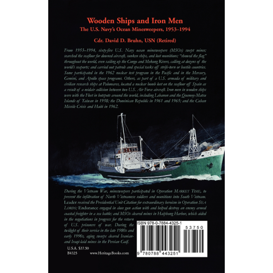 back cover of Wooden Ships and Iron Men: The U.S. Navy's Ocean Minesweepers, 1953-1994