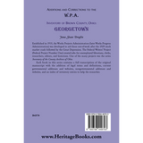 Additions and Corrections to the W.P.A. Inventory of Brown County, Ohio: Georgetown back cover