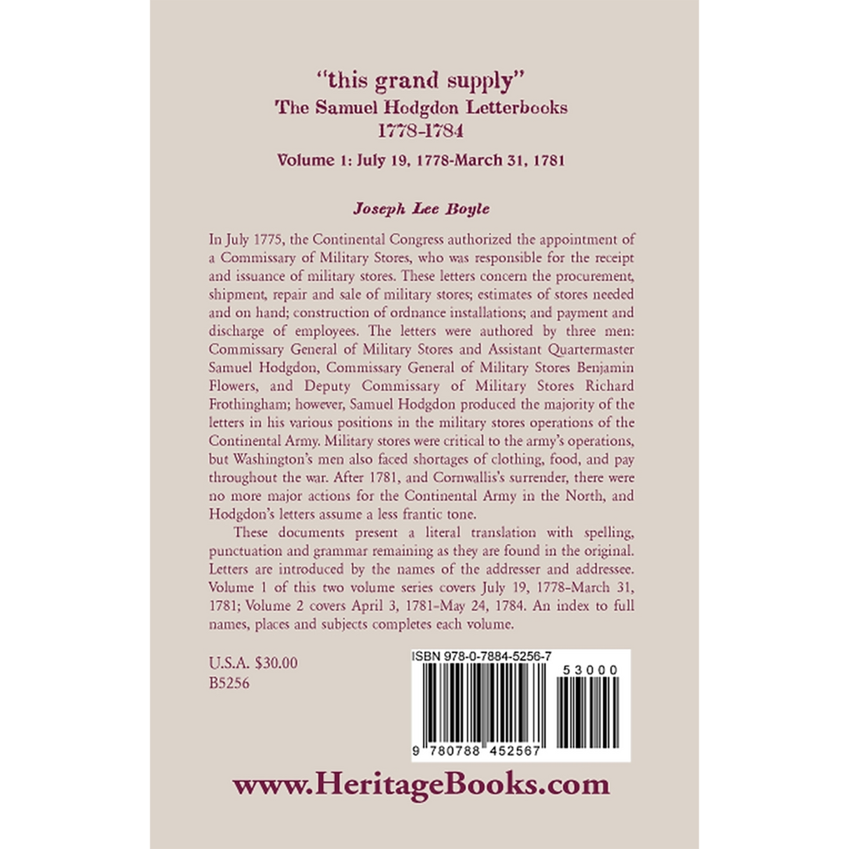 "this grand supply" The Samuel Hodgdon Letterbooks, 1778-1784, Volume 1, July 19, 1778-March 31, 1781 back cover