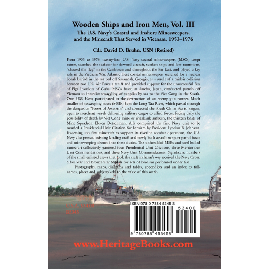 back cover of Wooden Ships and Iron Men: The U.S. Navy's Coastal and Inshore Minesweepers, and the Minecraft that Served in Vietnam, 1953-1976