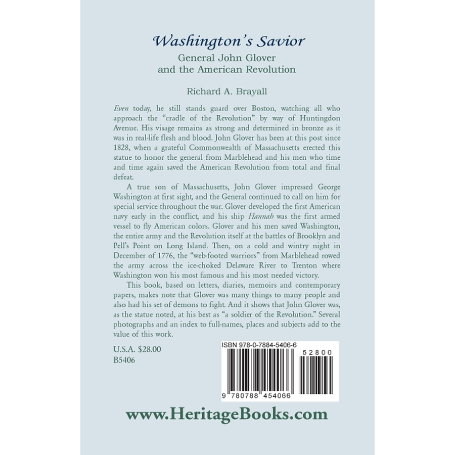 back cover of Washington's Savior: General John Glover and the American Revolution