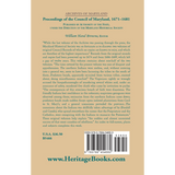 Archives of Maryland, Volume XV: Proceedings of the Council of Maryland, 1671-1681 back cover