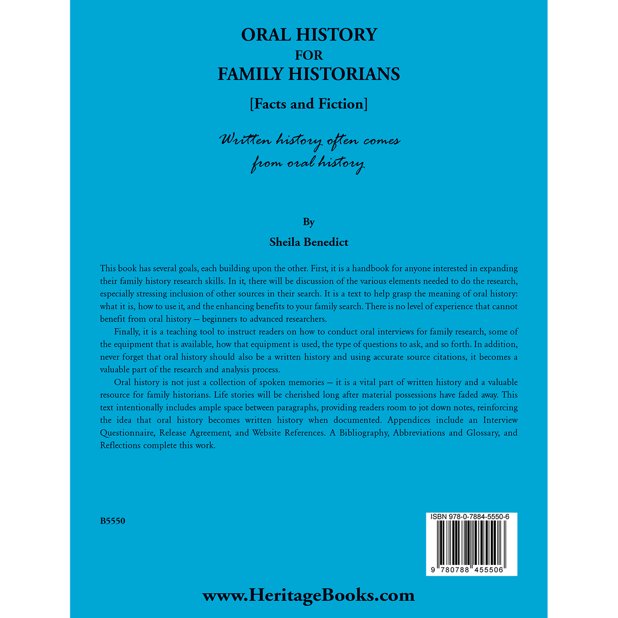 Oral History for Family Historians [Facts and Fiction]: Written History Often Comes from Oral History back cover