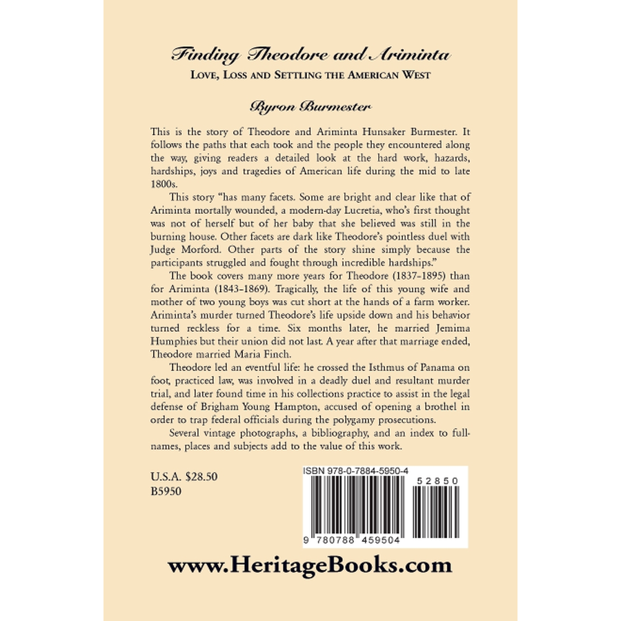Finding Theodore and Ariminta: Love, Loss and Settling the American West back cover