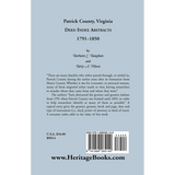 Patrick County, Virginia Deed Index Abstracts, 1791-1850 back cover