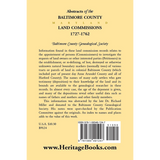Abstracts of the Baltimore County Land Commissions 1727-1762 back cover