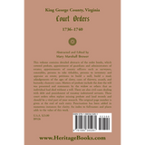 King George County, Virginia Court Orders, 1736-1740 back cover