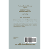 Northumberland County, Virginia Deeds, Wills, Inventories, etc., 1737-1743 back cover