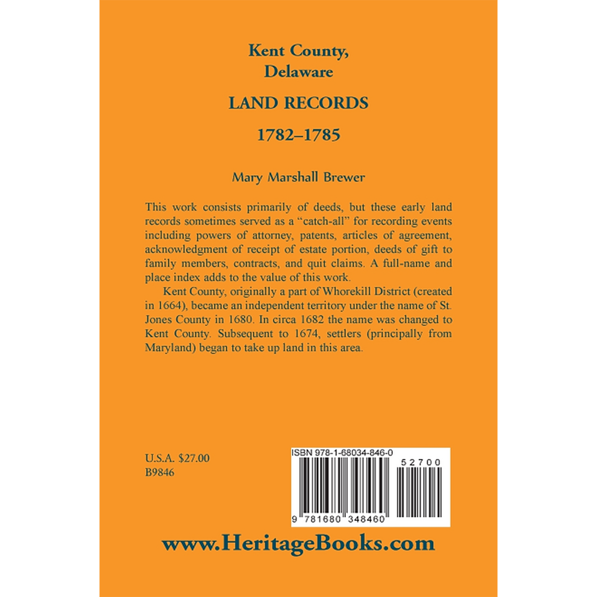 Kent County, Delaware Land Records, 1782-1785 back cover