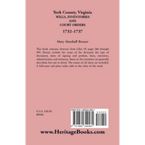 York County, Virginia Wills, Inventories and Court Orders, 1732-1737 back cover