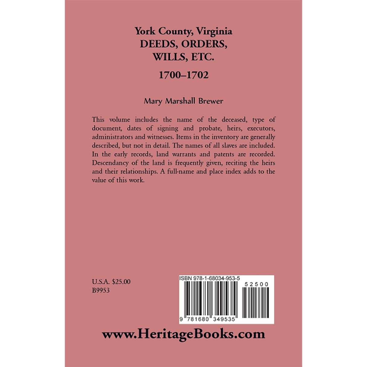 York County, Virginia Deeds, Orders, Wills, etc., 1700-1702 back cover