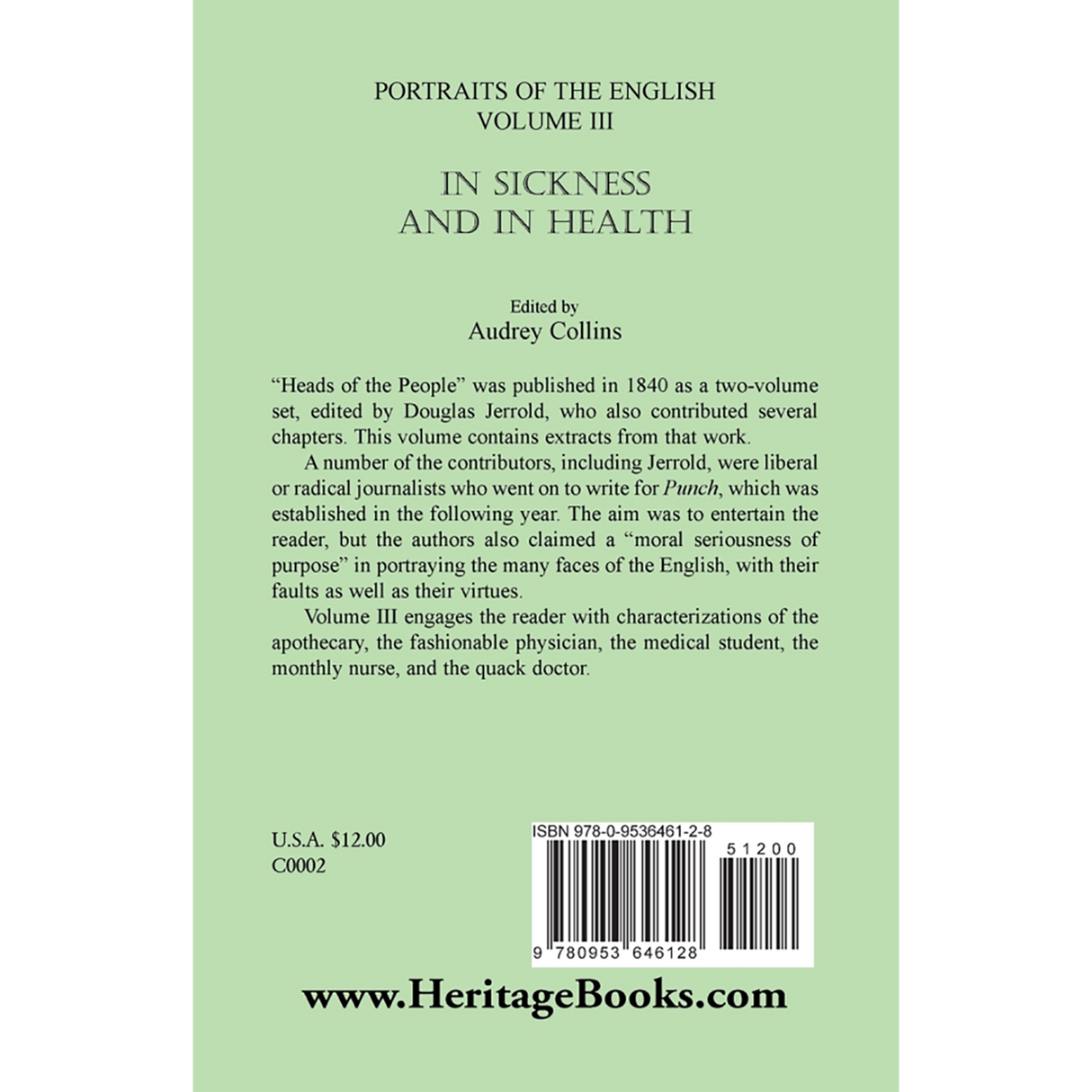 Portraits of the English, Volume III: In Sickness And In Health back cover