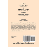 1783 Tax List of Maryland, Part I: Cecil, Talbot, Harford and Calvert Counties back cover