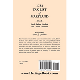 1783 Tax List of Maryland, Part I: Cecil, Talbot, Harford and Calvert Counties back cover