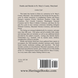 Deaths and Burials in St. Mary's County, Maryland back cover